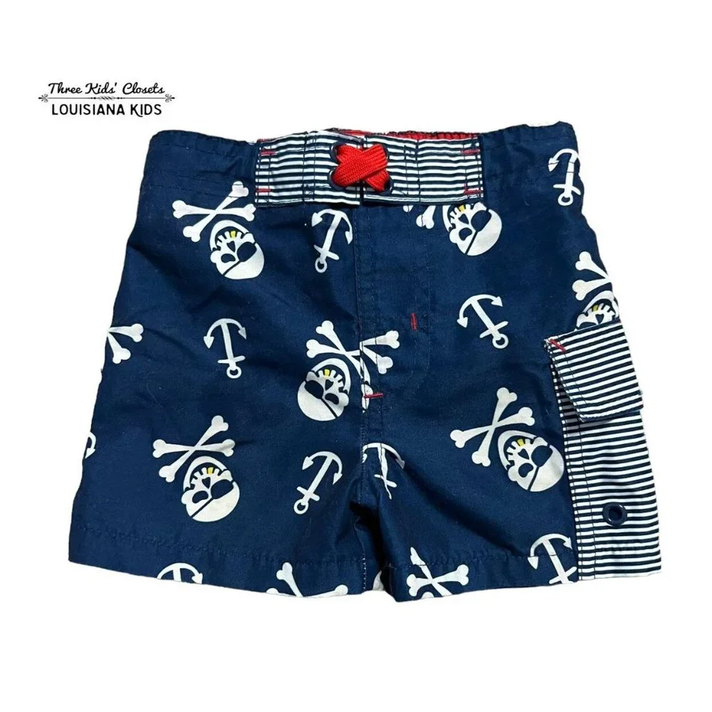 Mick Mack Ltd 12m Nautical Pirate Anchor Swim Trunks